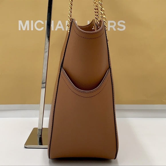 MICHAEL KORS LARGE X CHAIN LOGO SHOULDER BAG BROWN - Picture 5 of 16